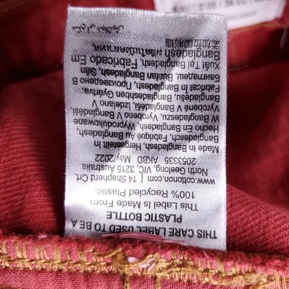 Cotton-On Jeans Womens 2 Red Wide Leg Raw Hem Casual Trendy Streetwear Boho Y2K - Picture 10 of 13